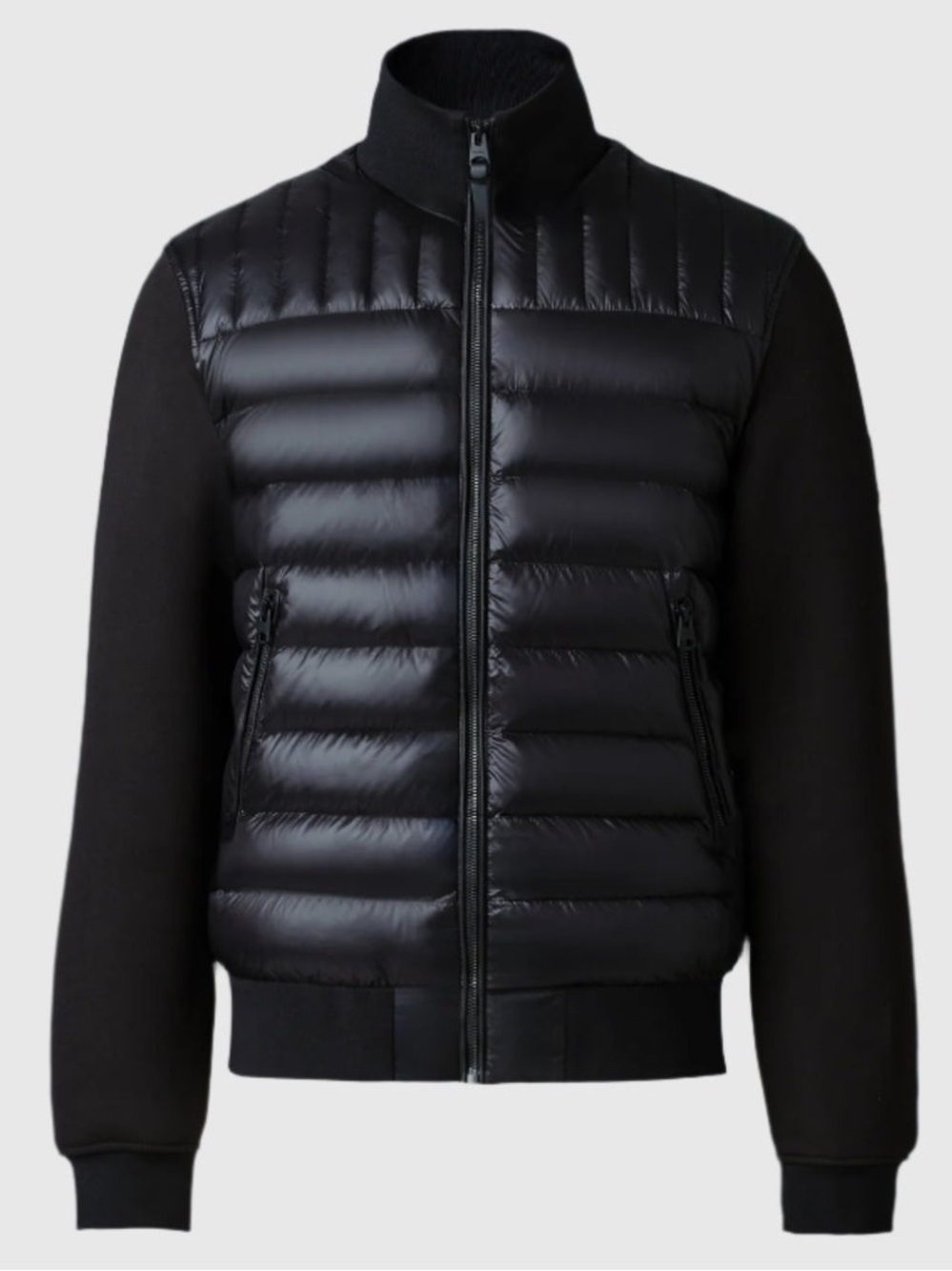 MACKAGE MEN COLLIN-R BLACK L - BRAND NEW MIXED MEDIA BOMBER JACKET